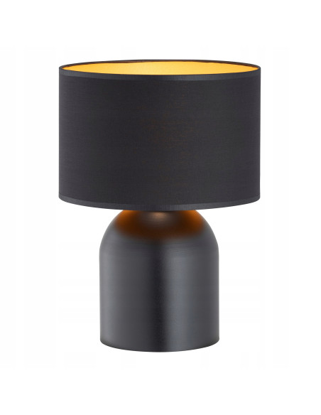 Lampa nocna Aspen z eleganckim czarno-żółtym abażurem - idealna do stylowych wnętrz i wieczornego czytania