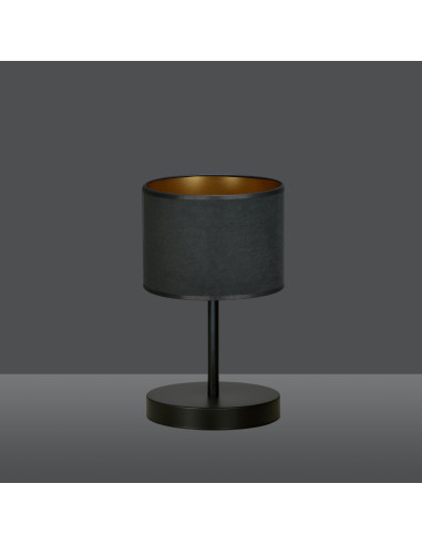 Lampa nocna HILDE LN1 z metalową podstawą i eleganckim welurowym abażurem - stylowe oświetlenie do wnętrz