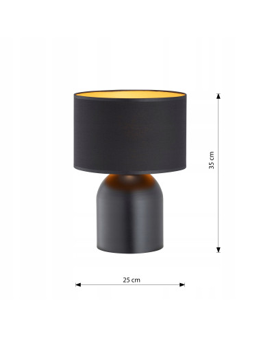 Lampa nocna Aspen z eleganckim czarno-żółtym abażurem - idealna do stylowych wnętrz i wieczornego czytania