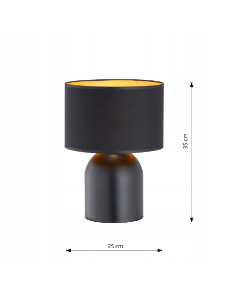 Lampa nocna Aspen z eleganckim czarno-żółtym abażurem - idealna do stylowych wnętrz i wieczornego czytania