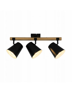 Lampa wisząca ELTI P22077-3TU z drewnem - Klasyczny reflektor E27 w eleganckim czarnym kolorze