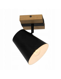 Reflektor sufitowy E27 ELTI Zuma Line - elegancki design metalowo-drewniany w kolorze czarno-beżowym, styl klasyczny.