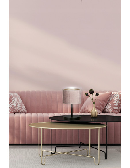 Elegancka lampa stołowa HILDE LN1 BL z welurowym abażurem i złotym akcentem – idealna do nowoczesnych i klasycznych wnętrz