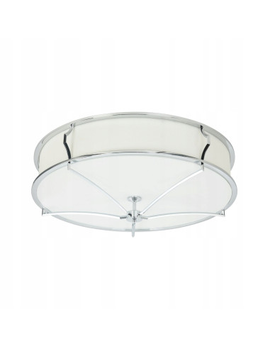 Luksusowy Plafon Okrągły Stesso PL Cromo M z Białym Kloszem w Stylu Retro - Elegancki Żyrandol do Wnętrz