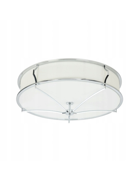 Luksusowy Plafon Okrągły Stesso PL Cromo M z Białym Kloszem w Stylu Retro - Elegancki Żyrandol do Wnętrz