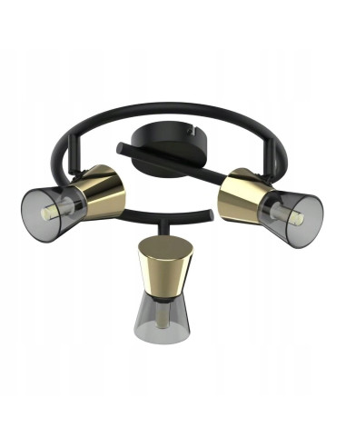 Elegancka lampa sufitowa CENTO z dymionym szkłem i mosiężnymi akcentami, idealna do nowoczesnych wnętrz.