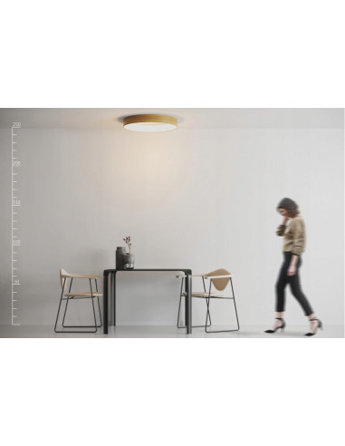 Nowoczesny plafon SILVAM 65 TOP LED w skandynawskim stylu z drewna i akrylu, energooszczędne oświetlenie w białym kolorze