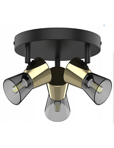 Lampa sufitowa CENTO z regulowanymi reflektorami w czerni i złocie - elegancki dodatek do kuchni i jadalni