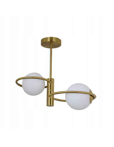 Lampa sufitowa Dorado Ring 2 - złota elegancja z mlecznymi kloszami do nowoczesnych wnętrz