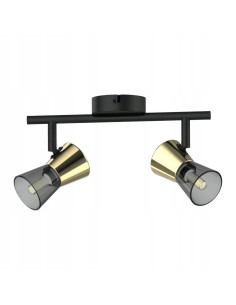 Lampa sufitowa CENTO z dymionym szkłem i złotymi detalami, nowoczesny reflektor do eleganckich wnętrz.