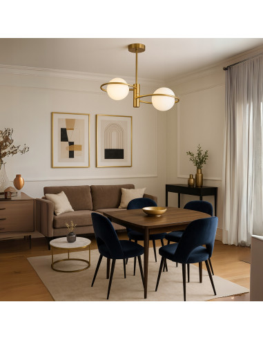 Lampa sufitowa Dorado Ring 2 - złota elegancja z mlecznymi kloszami do nowoczesnych wnętrz