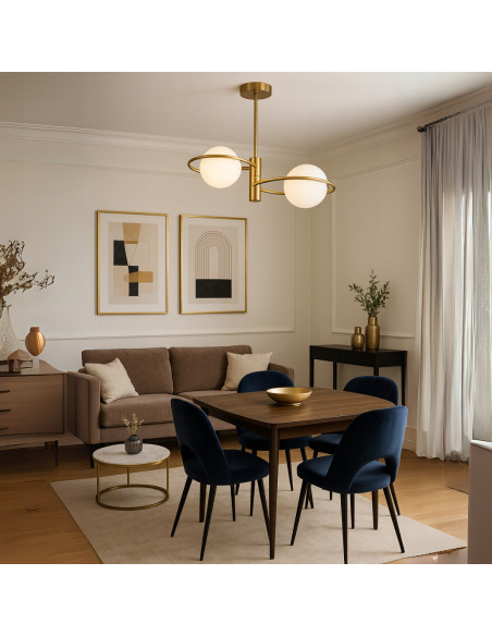 Lampa sufitowa Dorado Ring 2 - złota elegancja z mlecznymi kloszami do nowoczesnych wnętrz