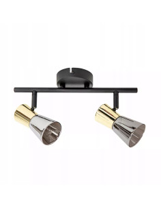 Lampa sufitowa CENTO z dymionym szkłem i złotymi detalami, nowoczesny reflektor do eleganckich wnętrz. 2