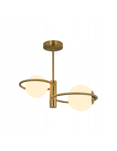 Lampa sufitowa Dorado Ring 2 - złota elegancja z mlecznymi kloszami do nowoczesnych wnętrz