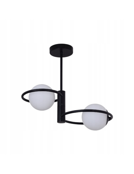 Lampa sufitowa Dorado Ring 2 – Nowoczesny plafon z białymi kloszami w eleganckim czarnym wykończeniu E14