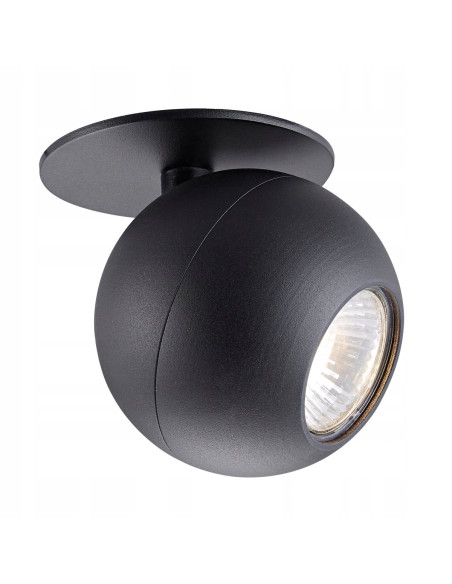 Okrągła lampa sufitowa BUELL 50W, czarna, minimalistyczny design do biur i wnętrz komercyjnych, aluminiowa, GU10