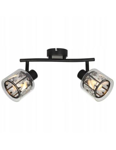 Lampa sufitowa Elmo z podwójnym reflektorem kryształowym w kolorze czarnym – elegancka i stylowa dekoracja wnętrz