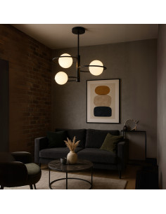 Lampa sufitowa Dorado z białymi kulami na czarnej ramie – nowoczesne oświetlenie do salonu i jadalni 2