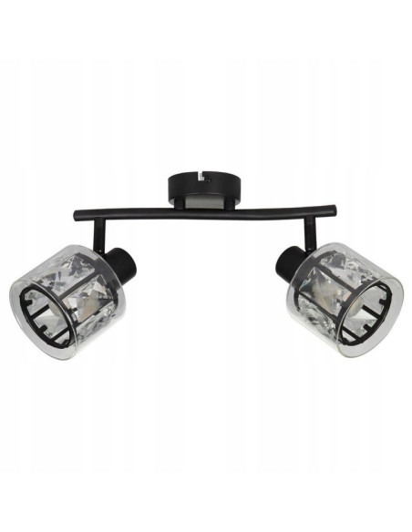 Lampa sufitowa Elmo z podwójnym reflektorem kryształowym w kolorze czarnym – elegancka i stylowa dekoracja wnętrz
