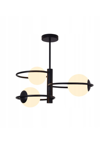 Lampa sufitowa Dorado z białymi kulami na czarnej ramie – nowoczesne oświetlenie do salonu i jadalni
