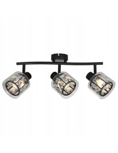 Elegancki plafon ELMO w czerni z kryształową regulacją - nowoczesna lampa sufitowa 3-punktowa do korytarza i salonu