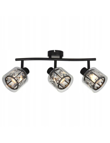Elegancki plafon ELMO w czerni z kryształową regulacją - nowoczesna lampa sufitowa 3-punktowa do korytarza i salonu