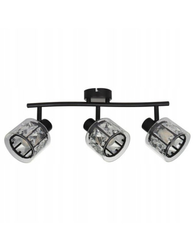 Elegancki plafon ELMO w czerni z kryształową regulacją - nowoczesna lampa sufitowa 3-punktowa do korytarza i salonu
