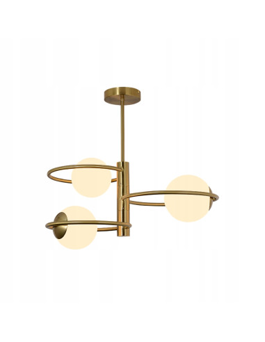 Lampa sufitowa Dorado Ring 3 z okrągłymi kloszami, złote wykończenie, nowoczesny design do salonu i jadalni