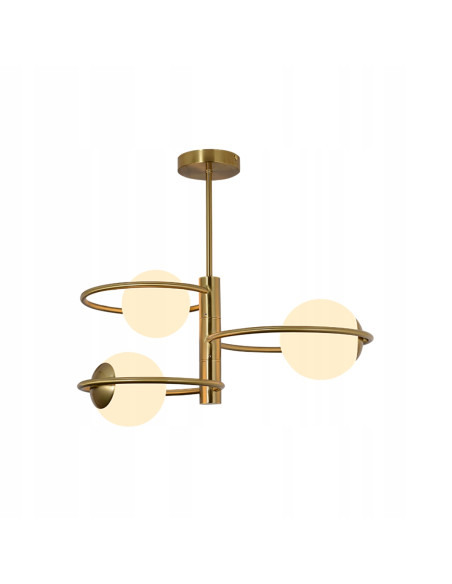 Lampa sufitowa Dorado Ring 3 z okrągłymi kloszami, złote wykończenie, nowoczesny design do salonu i jadalni