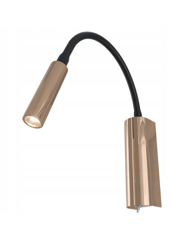 Lampa ścienna Nuto Nero Gold z elastycznym ramieniem LED – elegancka, minimalistyczna, patynowane złoto, nowoczesny design