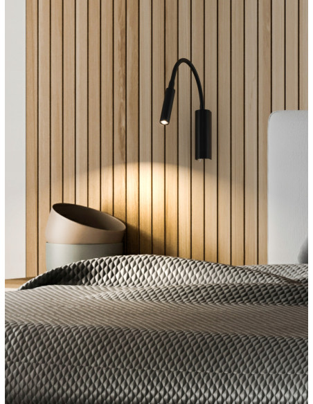 Lampa ścienna Nuto Nero Gold z elastycznym ramieniem LED – elegancka, minimalistyczna, patynowane złoto, nowoczesny design