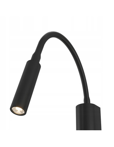 Lampka biurkowa Nuto Nero - elegancki kinkiet LED z elastycznym ramieniem idealny do biura i sypialni