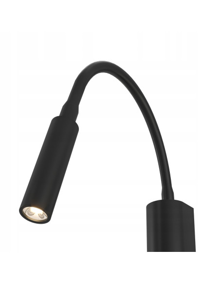 Lampka biurkowa Nuto Nero - elegancki kinkiet LED z elastycznym ramieniem idealny do biura i sypialni