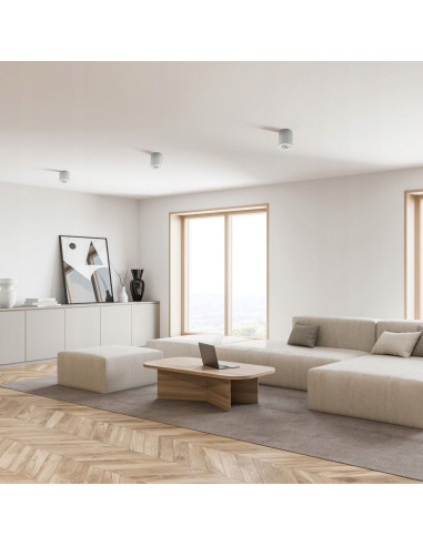 Elegancki spot sufitowy RONDOC GU10 w formie tuby, biały - lampa do nowoczesnych przestrzeni, takich jak korytarze i biura