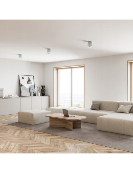 Elegancki spot sufitowy RONDOC GU10 w formie tuby, biały - lampa do nowoczesnych przestrzeni, takich jak korytarze i biura