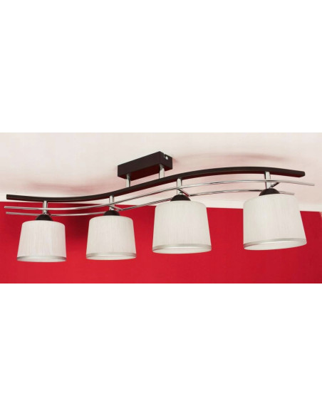 Plafon FALA z trójfalistymi elementami, elegancki sufitowy z lampami E27 w kolorze białym/beżowym, 60W