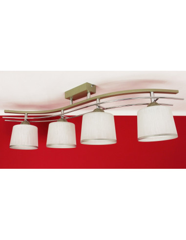 Plafon FALA z trójfalistymi elementami, elegancki sufitowy z lampami E27 w kolorze białym/beżowym, 60W