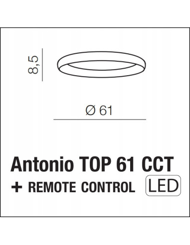 Plafon LED ANTONIO TOP – nowoczesny, klasyczny design, okrągły, regulacja barwy światła, czarny/biały, 50W, 2800 lumenów