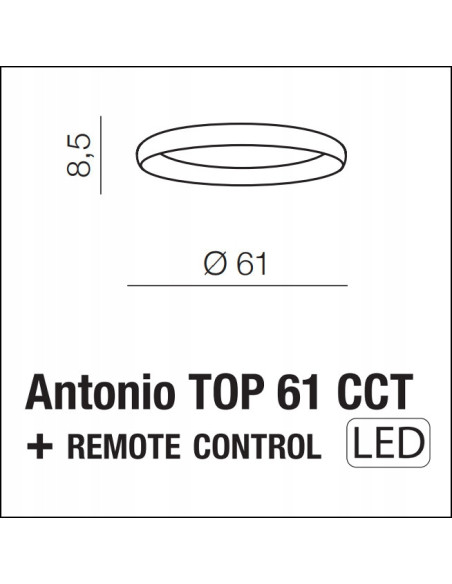 Plafon LED ANTONIO TOP – nowoczesny, klasyczny design, okrągły, regulacja barwy światła, czarny/biały, 50W, 2800 lumenów