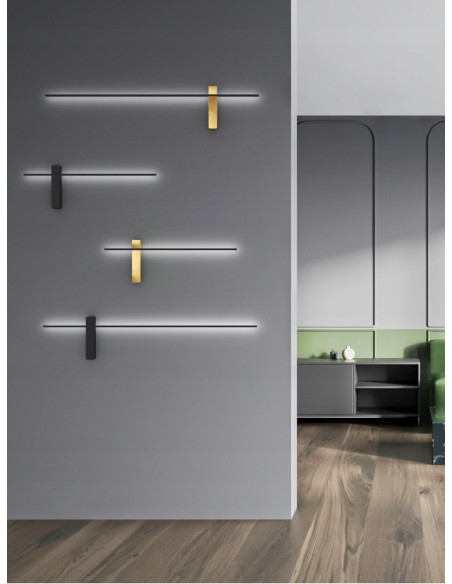 Lampa ścienna Bene Parette w kolorze czarnym i złotym, nowoczesny kinkiet LED 60, Orlicki Design