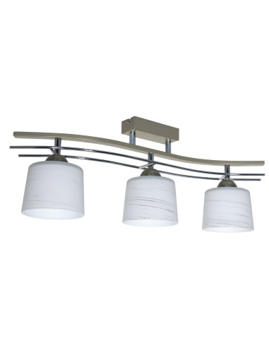 Lampa sufitowa FALA 60W - nowoczesne oświetlenie do salonu i biura, dostępna w eleganckich kolorach brązowym i satynowym.