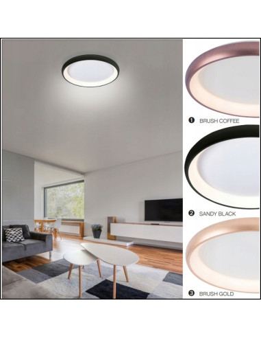 Plafon LED ANTONIO CCT w złotej ramie – eleganckie oświetlenie do nowoczesnych wnętrz z regulacją barwy światła