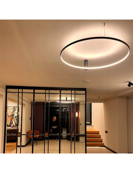 Plafon LED Ring S w czerni z regulacją barwy światła - nowoczesne oświetlenie do salonu, sypialni i łazienki