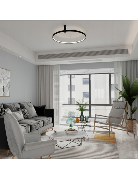 Plafon LED Ring S w czerni z regulacją barwy światła - nowoczesne oświetlenie do salonu, sypialni i łazienki