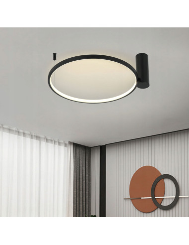 Plafon LED Ring S w czerni z regulacją barwy światła - nowoczesne oświetlenie do salonu, sypialni i łazienki