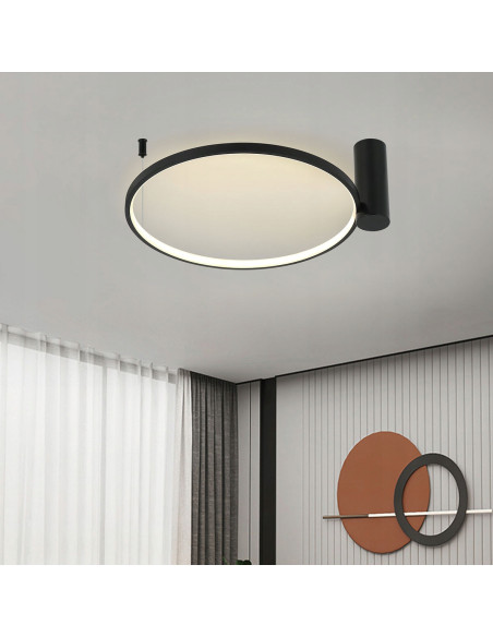 Plafon LED Ring S w czerni z regulacją barwy światła - nowoczesne oświetlenie do salonu, sypialni i łazienki