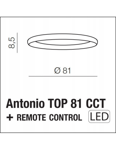 Lampa sufitowa ANTONIO LED 4500LM, okrągła 81cm, ściemniacz, regulacja barwy światła, nowoczesny design cz/biały