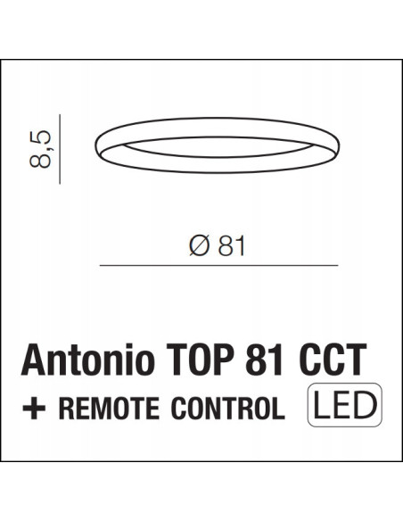 Lampa sufitowa ANTONIO LED 4500LM, okrągła 81cm, ściemniacz, regulacja barwy światła, nowoczesny design cz/biały