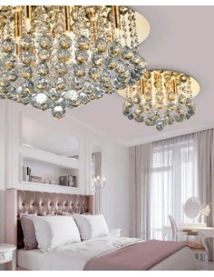 Plafon kryształowy BOLLA 38 cm w złotym wykończeniu – eleganckie oświetlenie do salonu i garderoby w stylu glamour 2