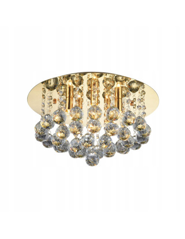 Plafon kryształowy BOLLA 38 cm w złotym wykończeniu – eleganckie oświetlenie do salonu i garderoby w stylu glamour